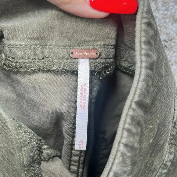 Free People In My Feelings Velvet Pants Green Bootcut Side Zipper Boho Casual - Picture 5 of 8